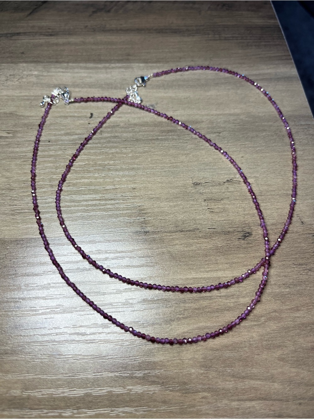 Natural Purple Garnet Faceted Gemstone Necklace Adjustable